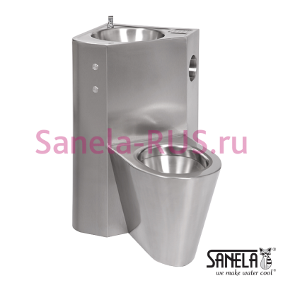 Угловой унитаз направо с умывальником и пьезо кнопками SLWN 18PP арт: 94185 Sanela Чехия (фото, схема)