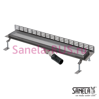 Нержавеющий водоотводящий желоб под плитку, к стене, 1150мм SLKN 16 арт: 69160 Sanela Чехия (фото, схема)